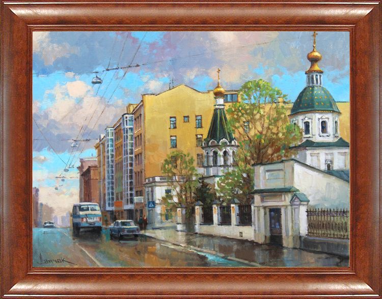 Городской пейзаж с видом улицы Москвы художника Ланчака