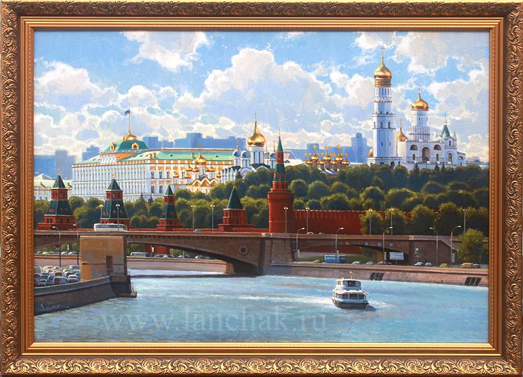 Живописное полотно с видом Московского кремля художника Ланчака