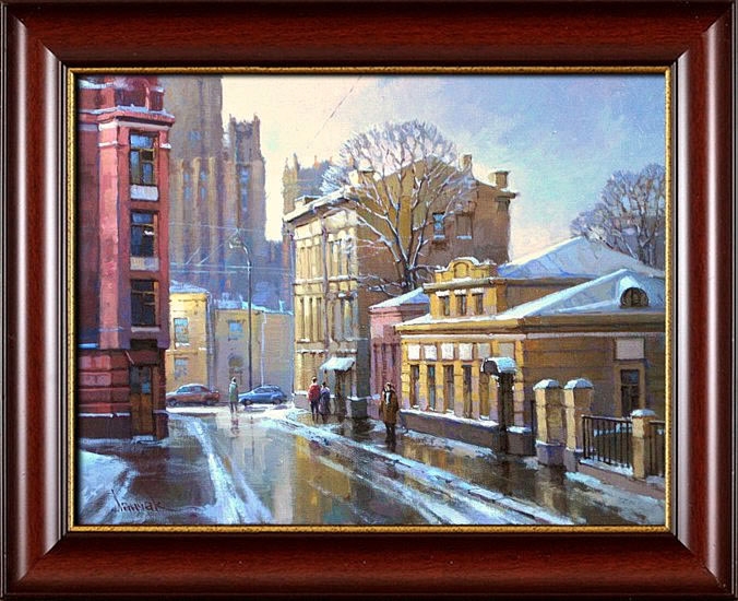 Картина художника Ланчака с видом московского переулка