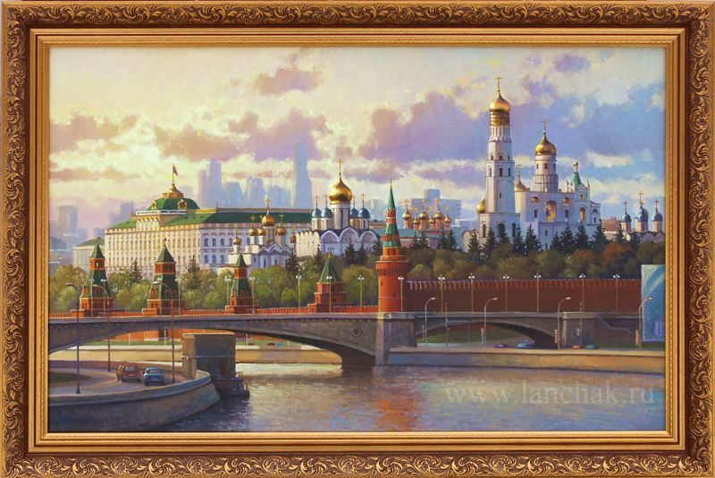 Живопись маслом, картина с видом Московского Кремля. Картина художника Ланчака