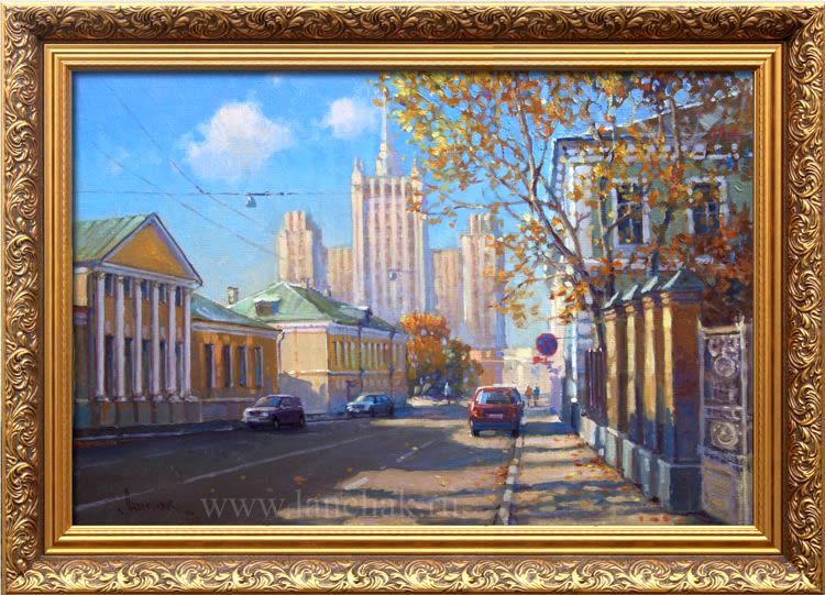 Картина художника, городской пейзаж Москвы , улица Большая Никитская