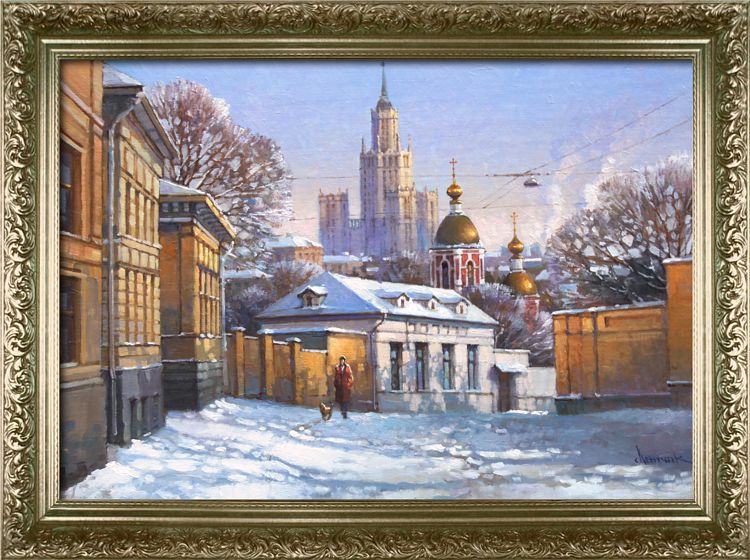 Картина городской пейзаж Москвы. Зимний вид Москвы