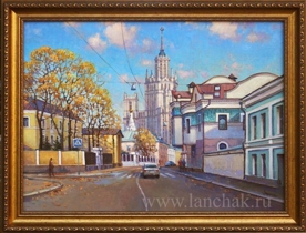 Гончарная улица Москвы. Живопись, городской пейзаж. Картина маслом на холсте