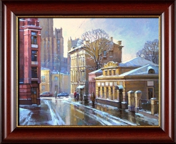 Картина художника Ланчака с видом московского переулка