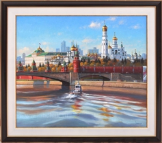 Городской пейзаж Москвы с видом на Кремля и Москву-реку
