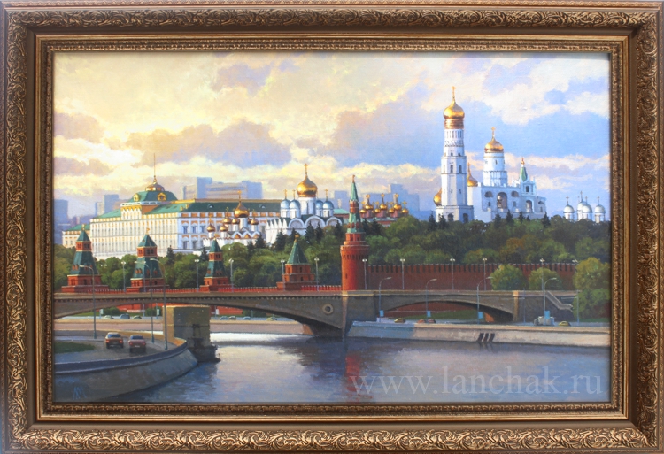 Москва. Золотые купола. Картина маслом на холсте
