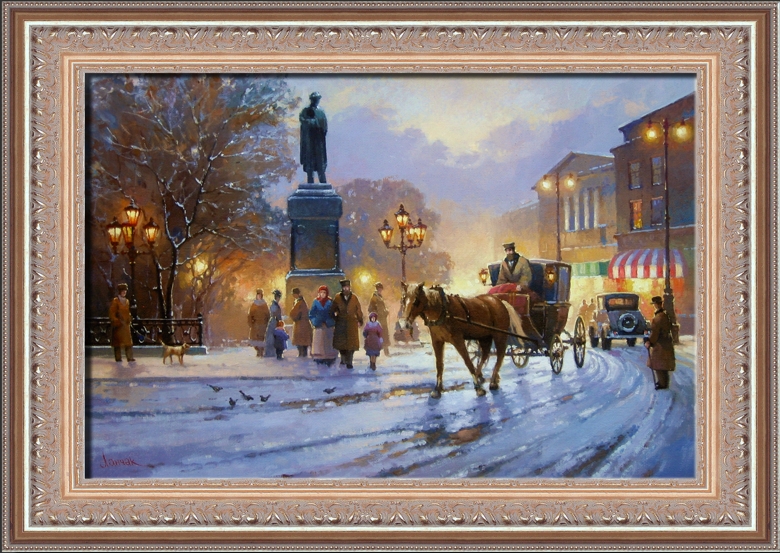 Старая Москва. Зима. Картина маслом на холсте