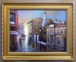 Старая Москва. Переулок. Картина маслом