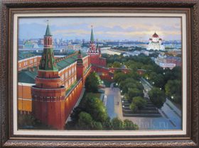 Александровский сад у стен Кремля. Картина маслом 50х70 см. Вариант 2026 г.