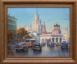 Москва 50-х, Таганка. Картина маслом 40х50 см. Оригинал