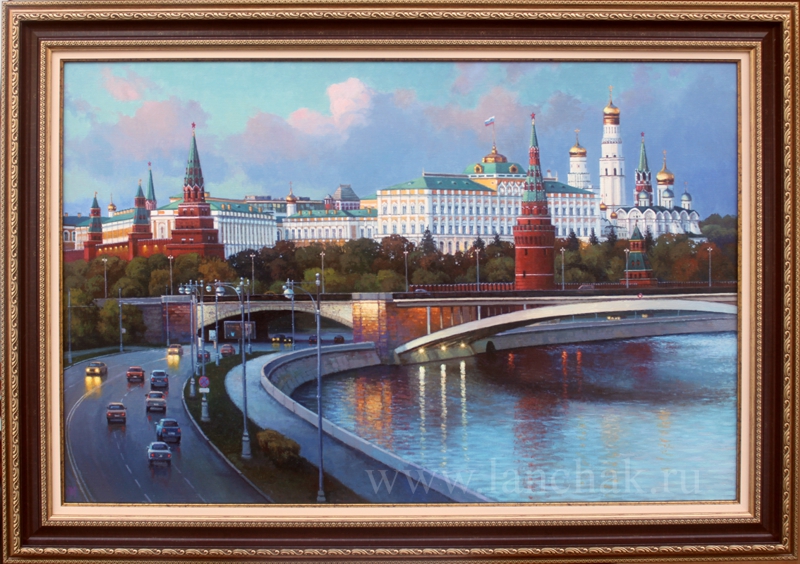 Вечерний вид на Кремль. Картина маслом 60х90 см. Вариант 2026 г.
