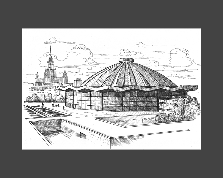 Московский цирк. Графическая работа художника Максима Ланчака купить