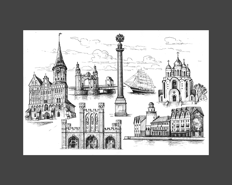 Калининград. Графическая работа художника Максима Ланчака купить