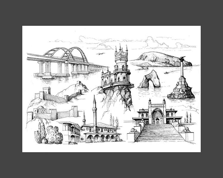 Крым. Графическая работа художника Максима Ланчака купить