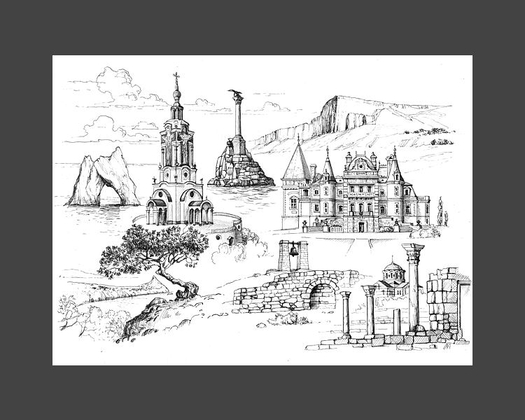 Крым. Графическая работа художника Максима Ланчака купить, вторая работа