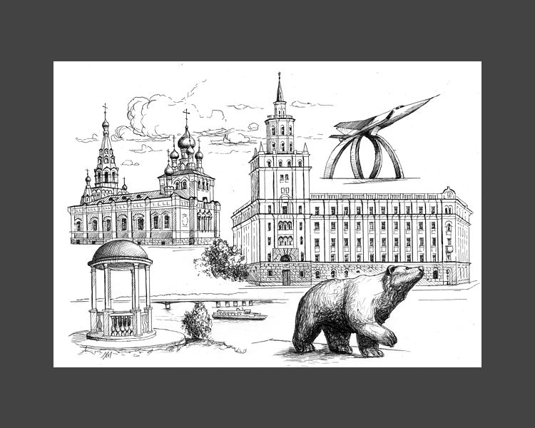 Пермь. Графическая работа художника Максима Ланчака купить