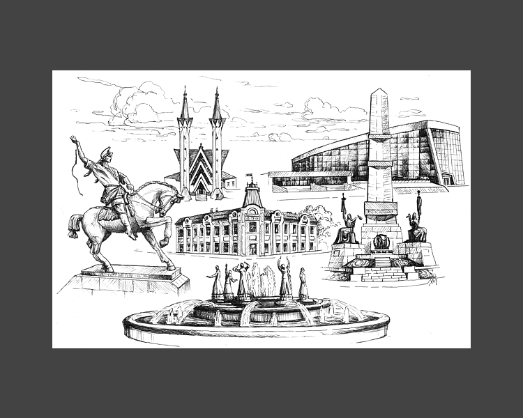 Уфа. Графическая работа художника Максима Ланчака купить