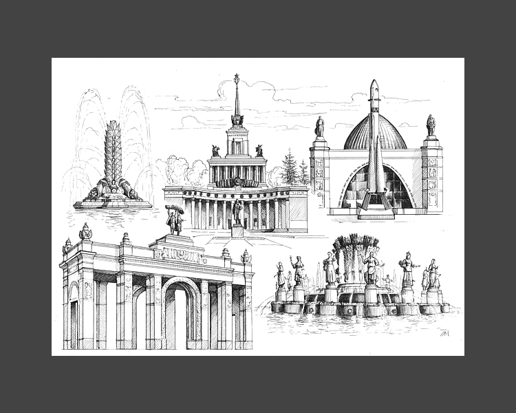 ВДНХ. Графическая работа художника Максима Ланчака купить