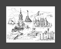Графика: Крым, морской пейзаж