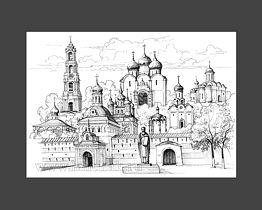 Графика: Троице-Сергиева Лавра, монастырский комплекс