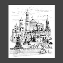 Графика: Москва, Кремль и набережная