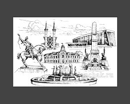 Графика: Уфа, памятник Салавату Юлаеву