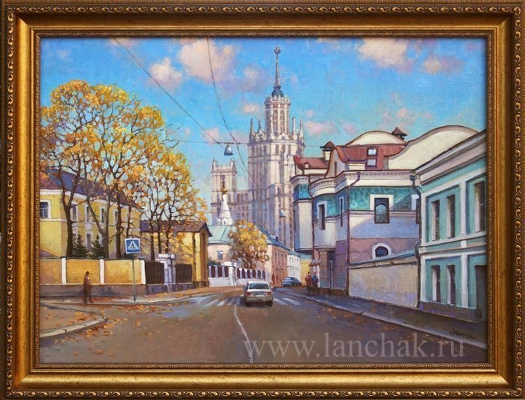 Гончарная улица в Москве на Таганке, городской пейзаж, картина маслом художника Максима Ланчака купить