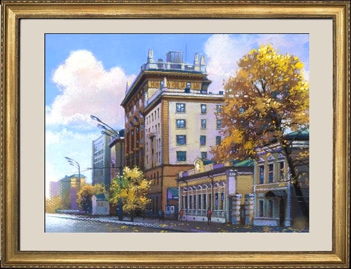 Московский городской пейзаж, Новинский бульвар — картина маслом Максима Ланчака, купить