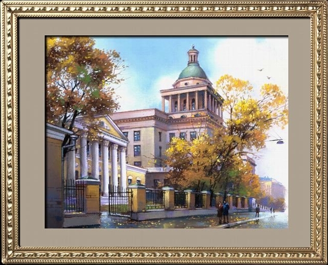 Переулок Сивцев Вражек в центре Москвы, картина маслом Максима Ланчака купить