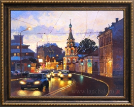 Ночная Москва, Большая Полянка, масло на холсте