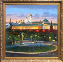 Картина «Боровицкая площадь» – городской пейзаж с Кремлём