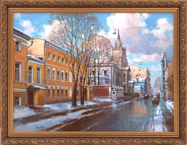 Денежный переулок зимой, старая Москва