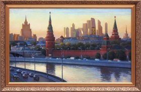 Закат над Москвой-рекой и Кремлём, яркие краски