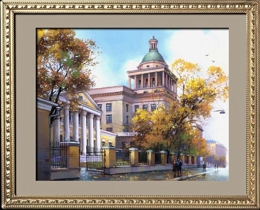 Переулок Сивцев Вражек, старая Москва, пастель