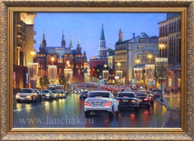 Ночная Тверская улица, картина маслом «Великолепие ночной Москвы»