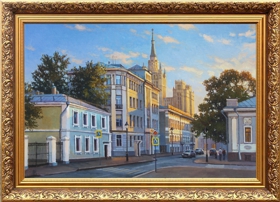 Малая Никитская улица, уютный центр, картина маслом