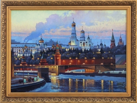 Вечерний вид на Кремль зимой