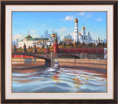 Кремль и Москва-река, классический вид, масло