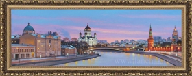 Вид на Москву-реку и Кремль, картина маслом