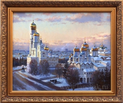Картина маслом «Золотые купола» – московский храм