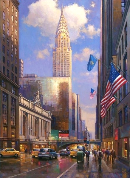 Сорок вторая улица в Манхеттене, картина маслом