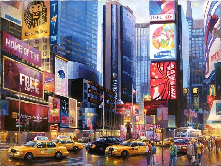 Площадь Таймс в Нью Йорке. Картина маслом Максима Ланчака купить