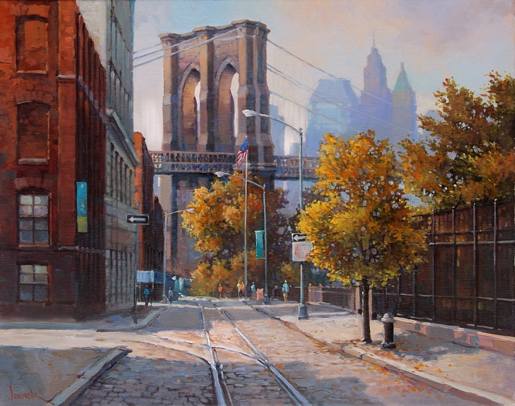 Бруклин. Плимут стрит,картина маслом