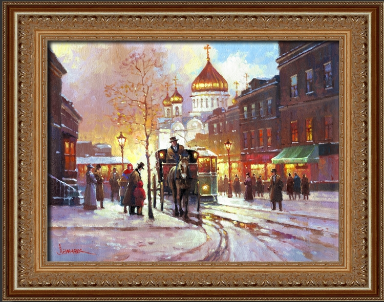 Старая Москва, Пречистенка, картина, масло на холсте