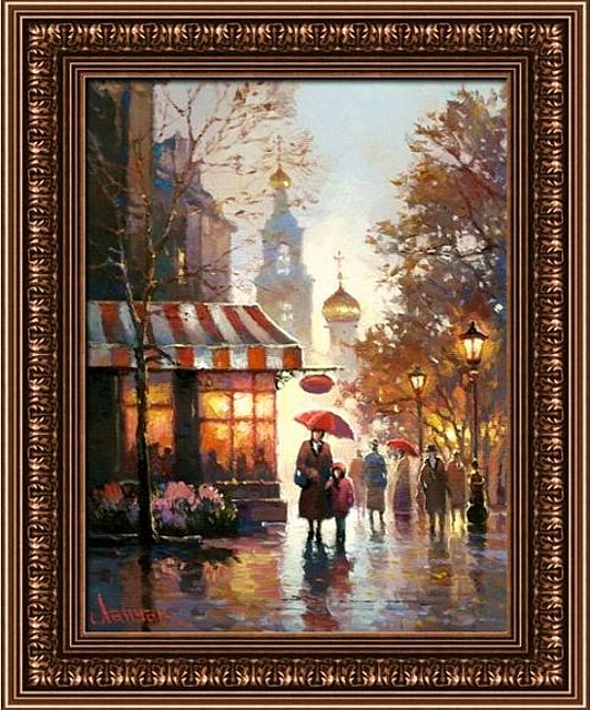 Осень в Москве. Картина маслом на холсте