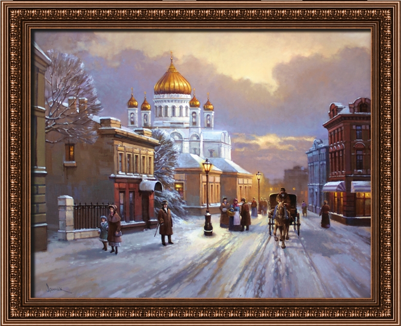 Старая Москва, Остоженка, картина маслом