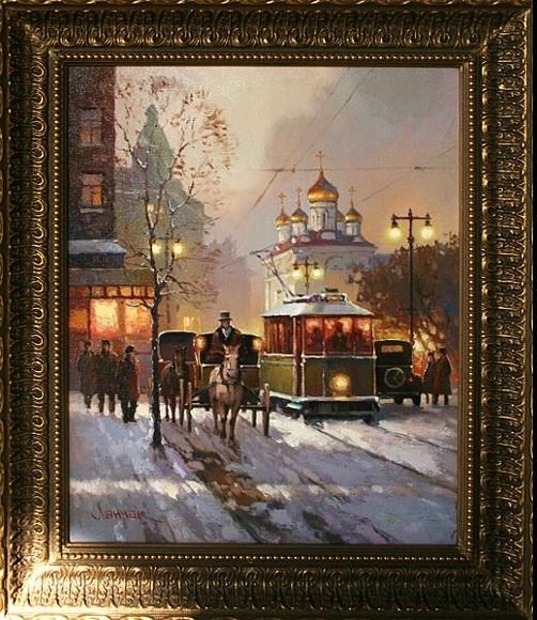 Зимний Арбат, картина маслом