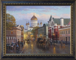 Остоженка в старой Москве, картина маслом