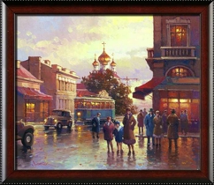 Старая улица в Москве, картина маслом
