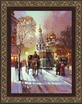 Вечерние огни старинной Москвы, городской пейзаж, картина маслом